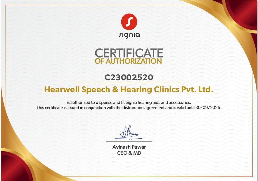 Signia Certificate of Authorization